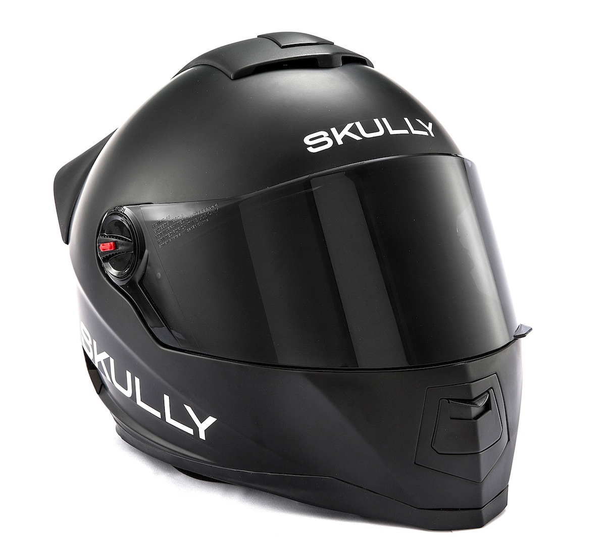 Le casque Skully HUD, visière abaissée.