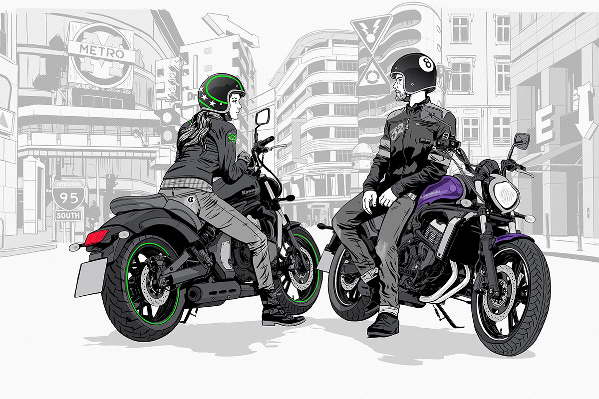 Communication jeune et branchée pour le Custom Kawasaki Vulcan S.