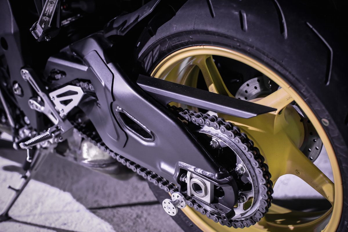 La roue arrière de la Yamaha MT-10