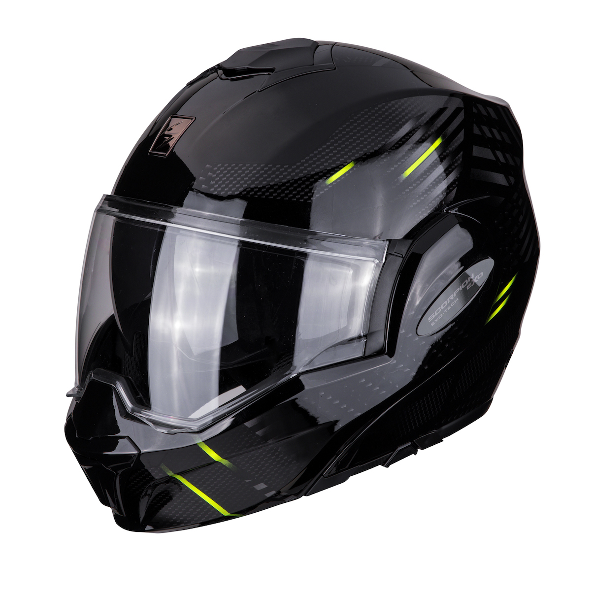  SCORPION Casque moto EXO-TECH TIME-OFF Matt Black/Neon Yellow,  Noir/Bleu/Blanc, XS