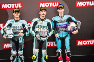 En Moto3, Adrian Fernandez (team Leopard, Honda) décroche la pole sur le circuit de Valencia, devant son coéquipier David Almansa et Maximo Quiles (CFMOTO Aspar, KTM)