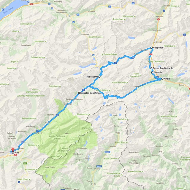 Parcours Du Haut-Valais au Tessin et à la célèbre Tremola