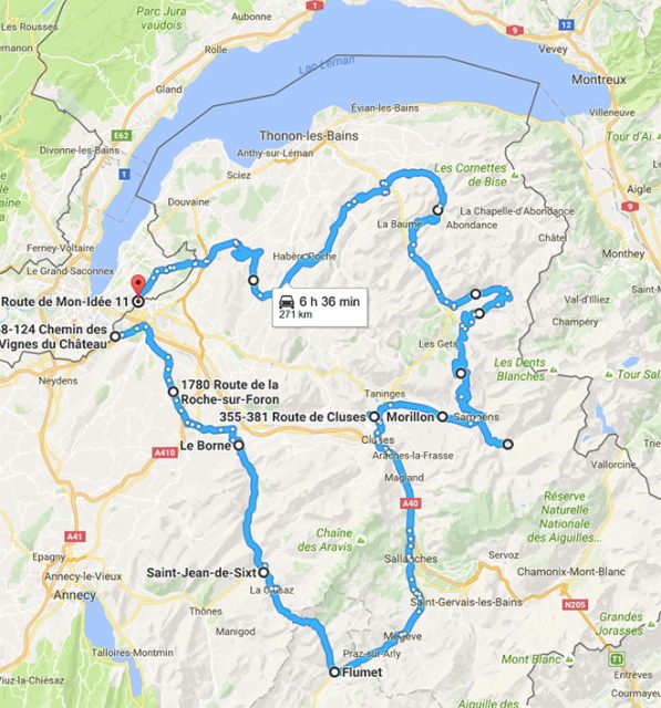 Parcours Les sept cols savoyards au départ de Genève