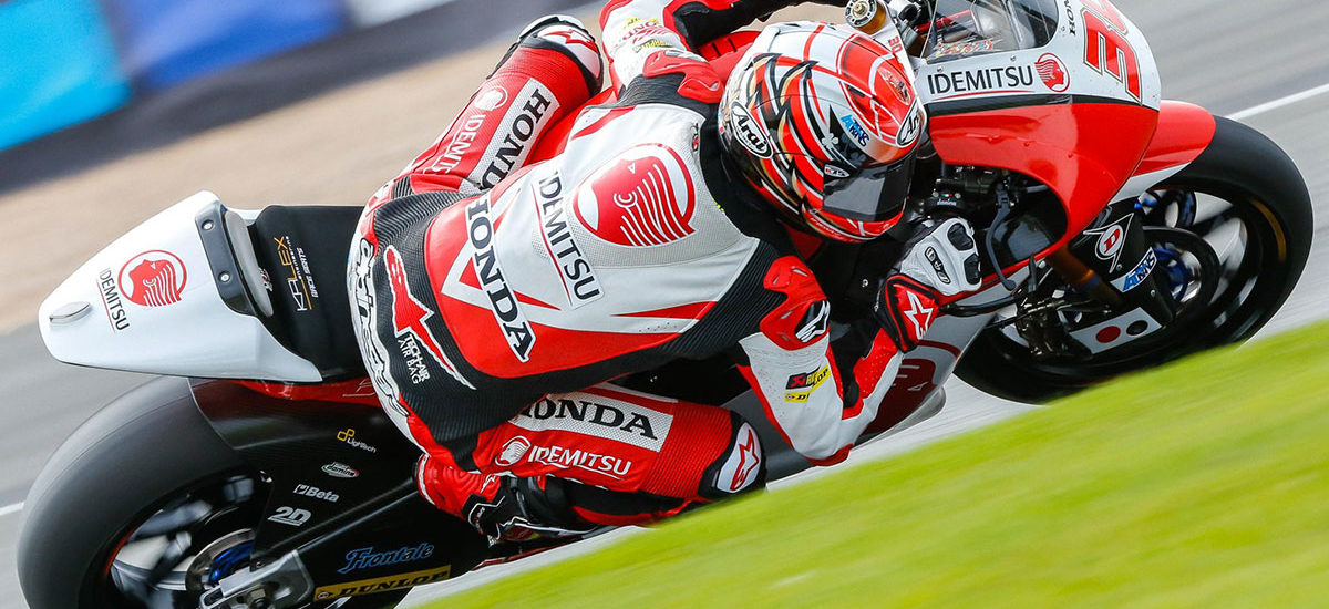 Nakagami en démonstration à Silverstone. Lüthi (4e) contient son retard sur Morbidelli (3e).