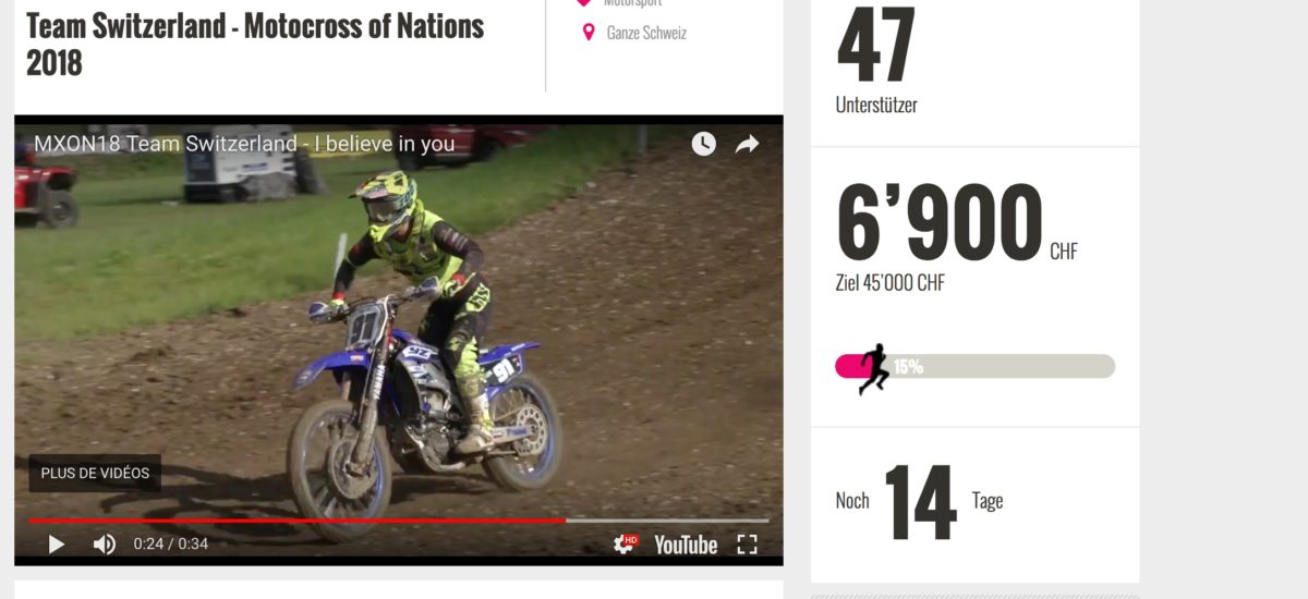 La Suisse a besoin d’argent pour le Motocross des Nations aux USA