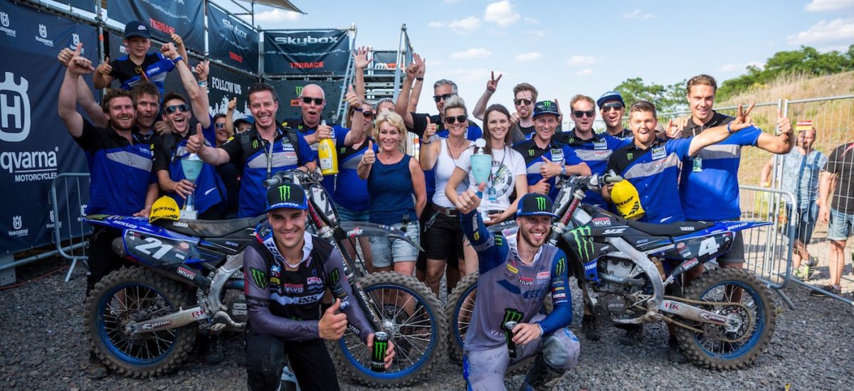 Le Suisse Arnaud Tonus et son coéquipier Gautier Paulin sur le podium à Teutschenthal