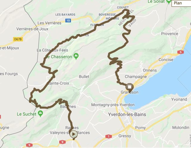 Parcours De l&rsquo;Aiguillon à la Côte aux Fées et retour sur Grandson