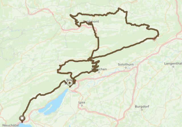 Parcours De Bienne à St-Blaise, via Delémont, le Passwang et la montagne de Granges