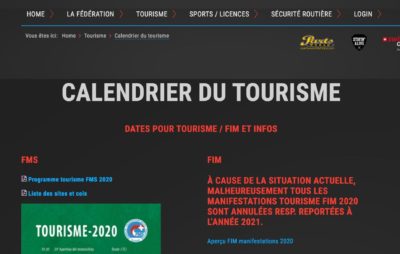 Les activités tourisme de la FMS compromises, suspendues ou annulées :: Concours des cols
