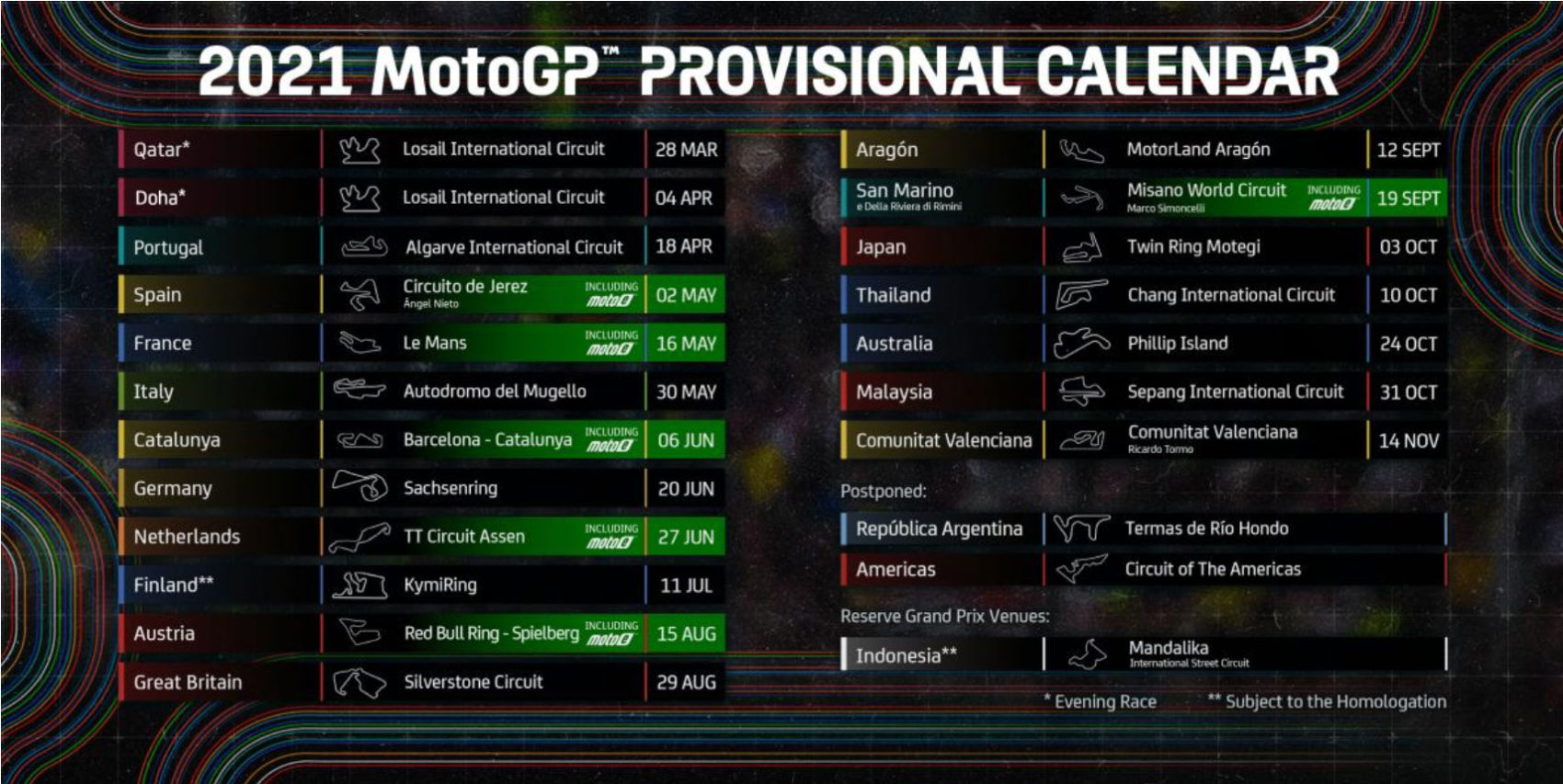 Calendrier 2021