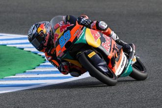 En Moto3, pole pour Jose Antonio Rueda (Red Bull KTM Ajo, photo) à Jerez, devant Joel Kelso (Levelup-MTA, KTM) et David Munoz (LiquiMoly Intact GP, KTM); le Suisse Noah Dettwiler (CIP Green Power, KTM) est 18ème