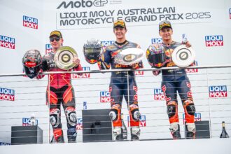 Victoire de Jose Antonio Rueda (KTM) en Moto3 à Phillip Island, devant Joel Kelso (KTM) et Alvaro Carpe (KTM); le Suisse Noah Dettwiler (KTM) a fini 23ème