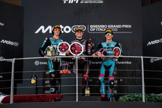 En Moto2 (moteurs Triumph), victoire du leader du championnat Manuel Gonzalez (team Liqui Moly Dynavolt Intact, châssis Kalex) au Mugello, devant Celestino Vietti (MB Conveyors SpeedRS, Boscoscuro, parti de la 16ème position!) et Daniel Holgado (CFMOTO Inde Aspar, Kalex)